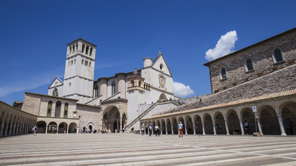 Historic town of Assisi in Italy. Basilica of St. Francis