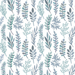 Vector seamless pattern with leaves and branches