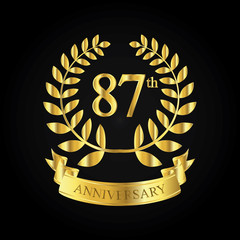Naklejka premium 87th golden anniversary logo, first celebration with ribbon