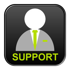 Schwarzer Button zeigt Support