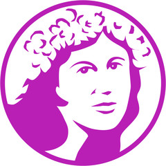 Woman Crown of Flowers Circle Retro