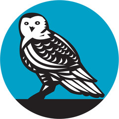 Snowy Owl Circle Retro