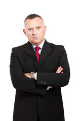 Serious mature manager isolated on white