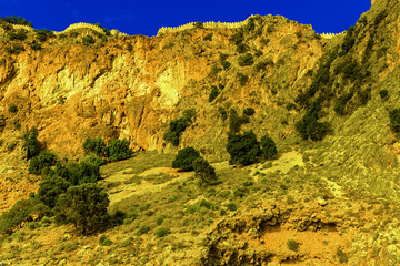 Castle wall at top of hill in Alanya