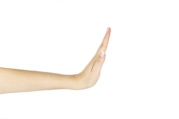 Woman's hand on a white background. Isolated.