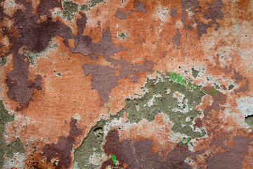 concrete wall cracked paint red