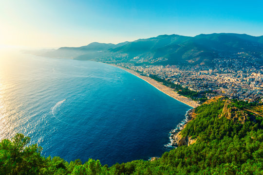 View on city beach in Alanya