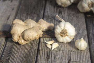 Alternative Medicine with Ginger and Garlic.
