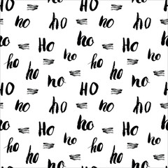 New Year and Cristmas seamless pattern, with Ho Ho Ho hand drawn letters, retro, vintage Seamless Pattern. Background Vector Illustration.