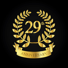 Naklejka premium 29th golden anniversary logo, first celebration with ribbon