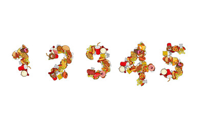 Number food. Printing number of products. Edible template elemen