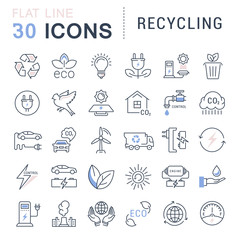 Set Vector Flat Line Icons Recycling