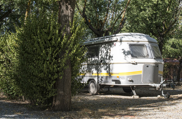 Caravan on campsite