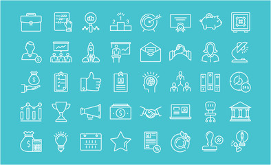 Set Vector Flat Line Icons Startup