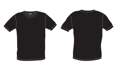Black men's t-shirt template vector, front and back view 