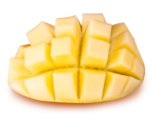Sliced mango isolated on white background