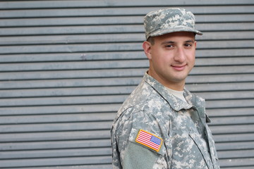 Happy healthy ethnic army male soldier