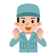 やる気の若い男性　作業着