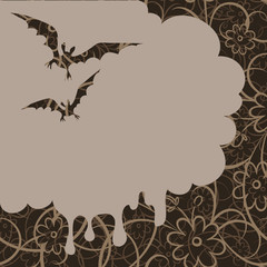 Black vector frame with a flying bat.