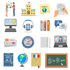 Fototapeta premium Languages education and school learning vector.