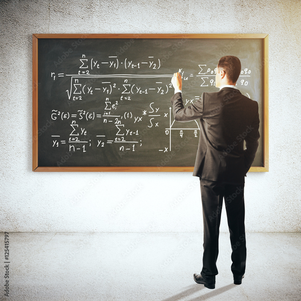 Poster Man writing mathematical formulas