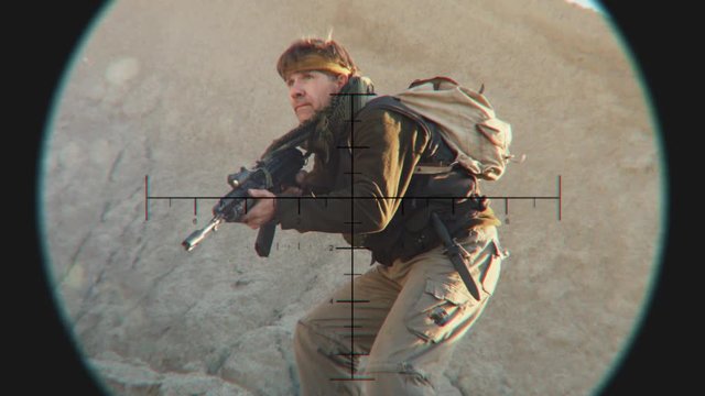 Looking at Crouching Terrorist through Sniper Scope
