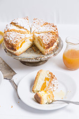 cheesecake with peaches in syrup 