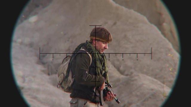Looking at Patrol Terrorist through Sniper Scope