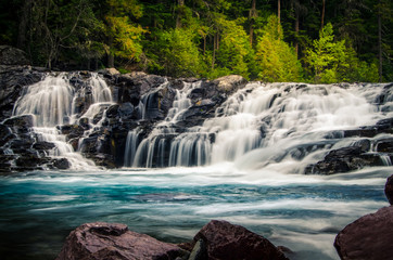 Cascading waterfalls.