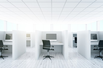 Fototapeta na wymiar Light coworking office interior