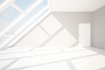 Loft interior with blank wall
