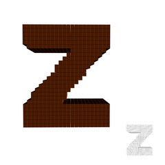 3d pixelated capital letter Z. Vector illustration.