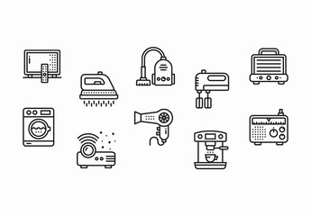 30 Black and White Appliance Icons
