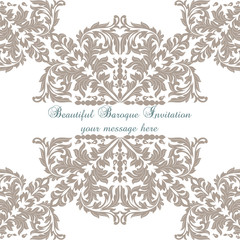 Vintage Baroque ornament card. Vector damask decor. Royal Victorian poster for greetings, events, celebration, anniversary
