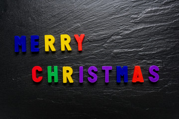 Obraz premium Merry Christmas - Black Slate Texture Background - Stone - Grung