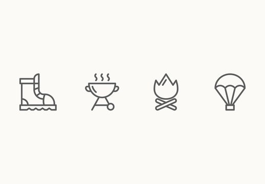 95 Minimalist Camping and Adventure Icons