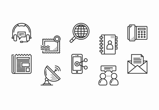 30 Black and White Communication Icons