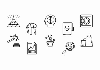 40 Black and White Business and Finance Icons