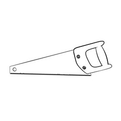 Hand saw.Isolated on white background. Vector outline illustrati