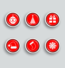 Set of vector Christmas buttons