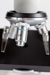 close up macro microscope on white background