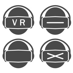 Vector set icon virtual reality or vr silhouette