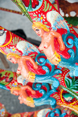 Fototapeta na wymiar Closeup view of a colorful detail of a typical sicilian cart