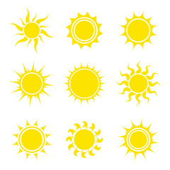 Sun icon set. Collection of abstract elements. Vector illustration