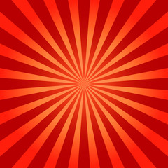 Red shiny abstract sunburst background. Vector illustration.