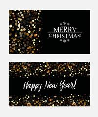 Christmas and New Year banners with glittering background