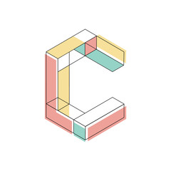 Letter C isometric logo design.