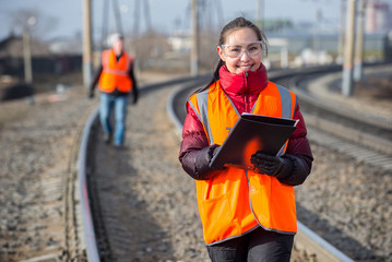 Railroad workers doing their job