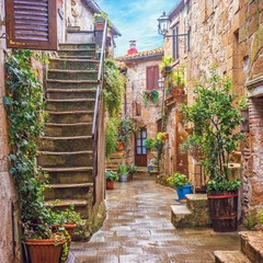 Foto op Plexiglas Alley in Italian old town, Tuscany, Italy © FotoDruk.pl