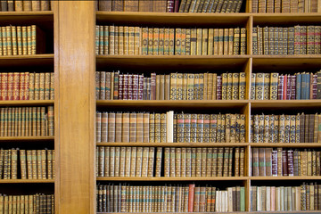 Book shelves in an old library